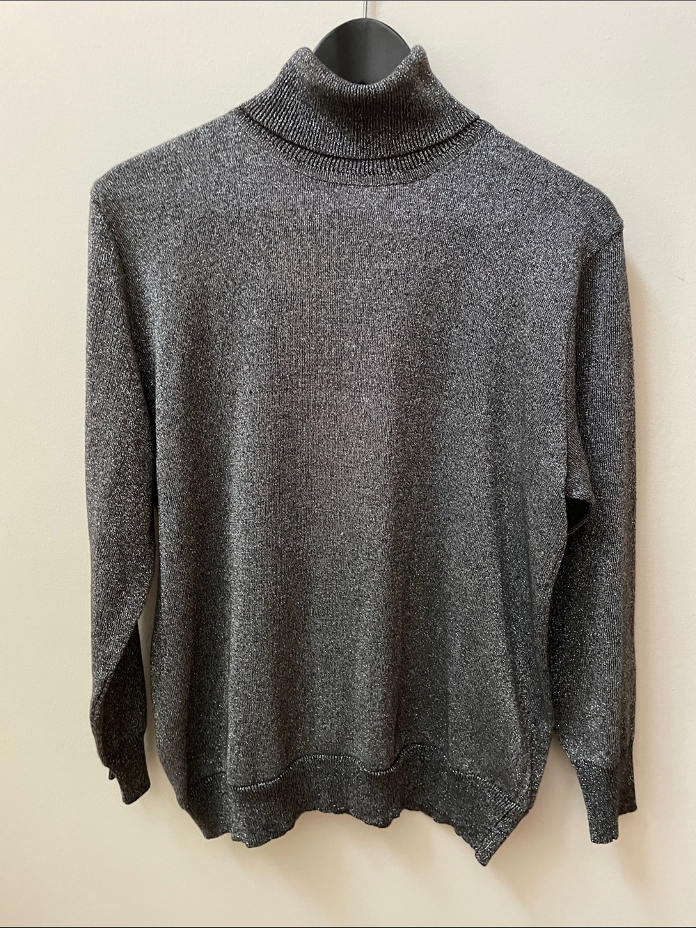 Vintage MARELLA Cotton Blend Metallic Silver Turtleneck